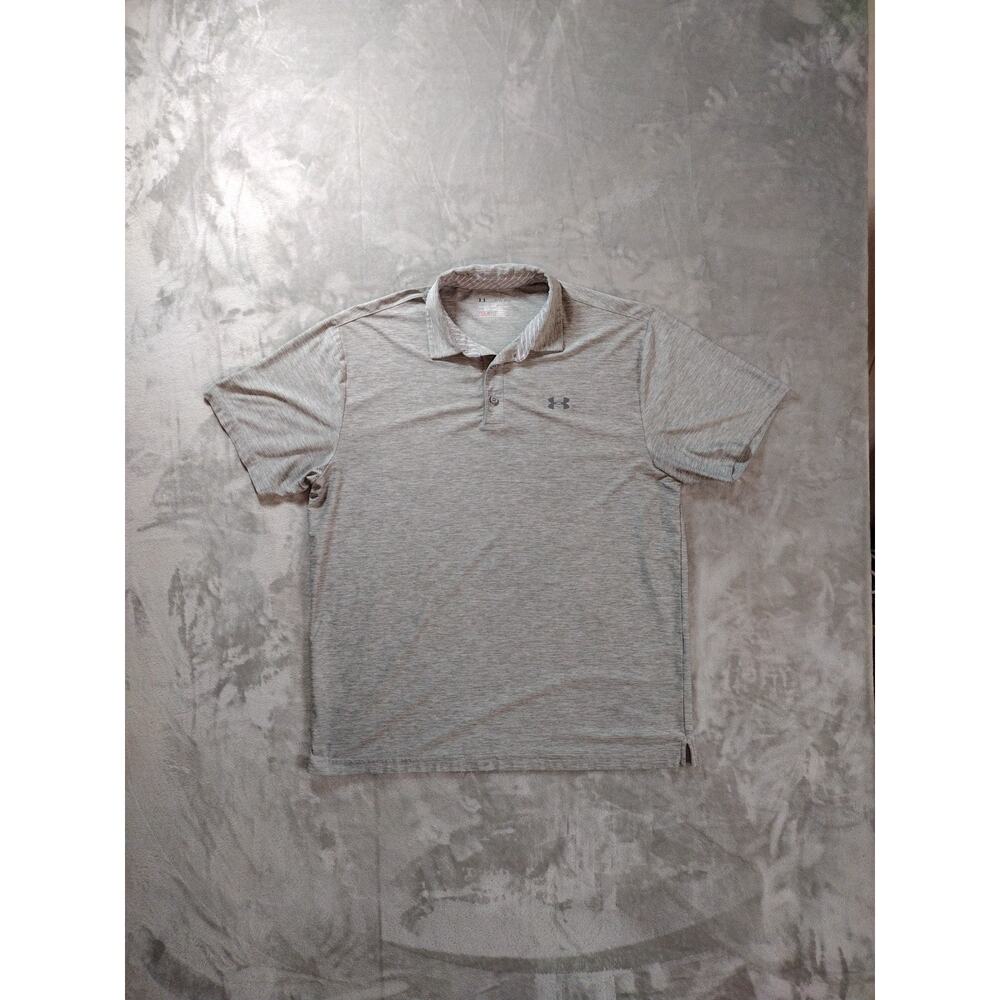 Under Armour Heat Gear Golf Polo Mens XL Heather Gray Outdoor Pickleball Casual